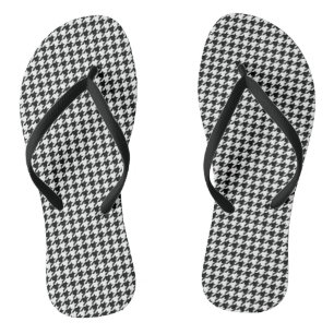 Klassiek Houndstooth-patroon: Zwart & Wit Vintage Teenslippers