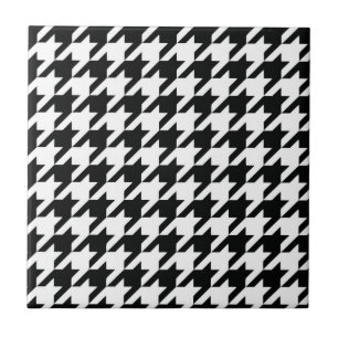 Klassiek Houndstooth-patroon: Zwart & Wit Vintage Tegeltje