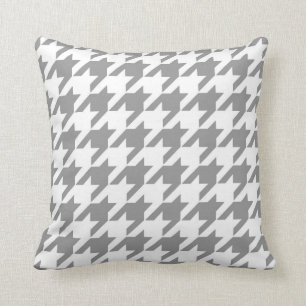 Klassiek Houndstooth Pattern in Grey and White Kussen
