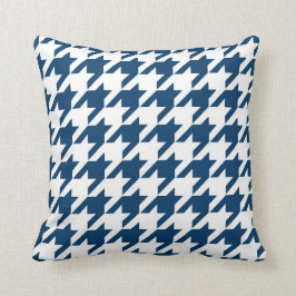Klassiek Houndstooth Pattern in Navy Blue en White Kussen