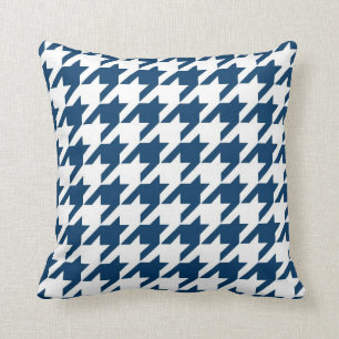 Klassiek Houndstooth Pattern in Navy Blue en White Kussen
