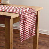 Klassiek Houndstooth Pattern in Rood en Wit Korte Tafelloper (Voorbeeld)