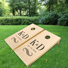 Klassiek Houten Huwelijks Monogram Krul