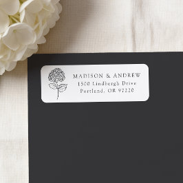 Klassiek Houtskool Hydrangea Huwelijks Retouradres Etiket