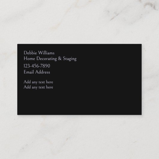 Klassiek huis decoreren en enscenering visitekaartje (Achterkant)