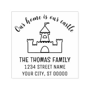 Klassiek huis is onze kasteelnaam adres zelfinktende stempel