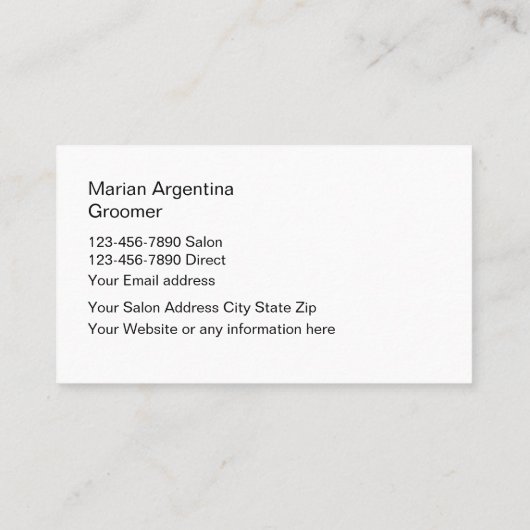 Klassiek huisdierensalon ontwerp visitekaartje (Achterkant)