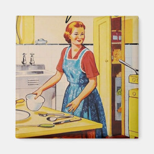 Klassiek huisvrouw Retro l Kitchen gift Magneet