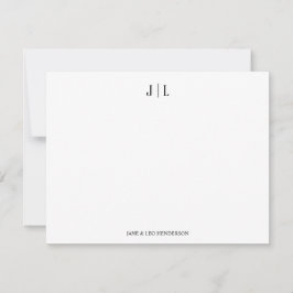 Klassiek Huwelijk Monogram Echtpaar Notitiekaartje