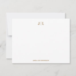 Klassiek Huwelijk Trouwe Monogram Koppel Notitiekaartje