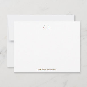 Klassiek Huwelijk Trouwe Monogram Koppel Notitiekaartje