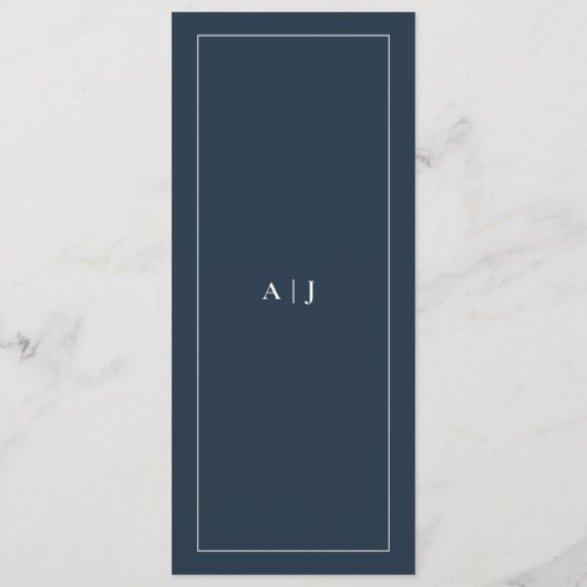 Klassiek huwelijksmonogram diner menu (Achterkant)