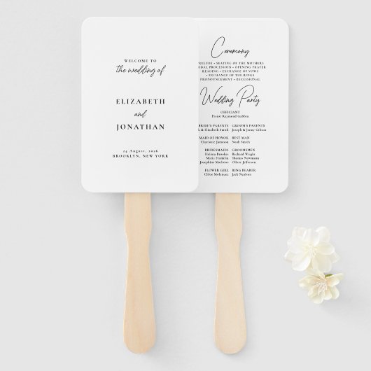 Klassiek huwelijksprogramma met script handwaaier (Voorkant en achterkant)