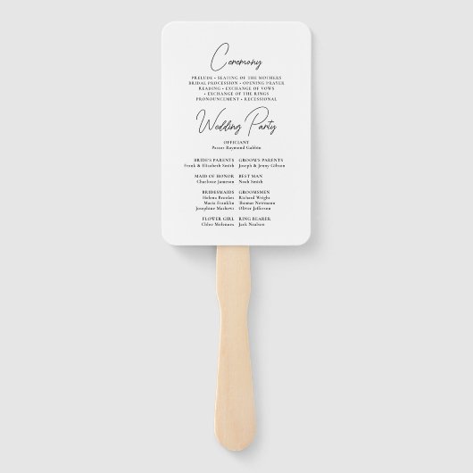 Klassiek huwelijksprogramma met script handwaaier (Achterkant)