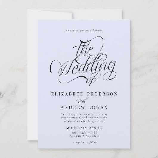 Klassiek huwelijksscript kaart (Voorkant)