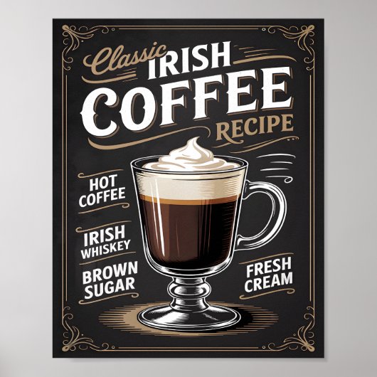 Klassiek Iers Koffie Recept Vintage Poster (Voorkant)