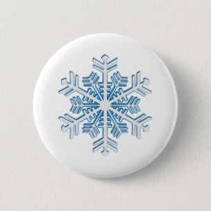 Klassiek Ijsblauw Winter Kerstsneeuwvlok Ronde Button 5,7 Cm