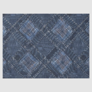 Klassiek Indigo Diamant Steek Denim Patroon Tissuepapier