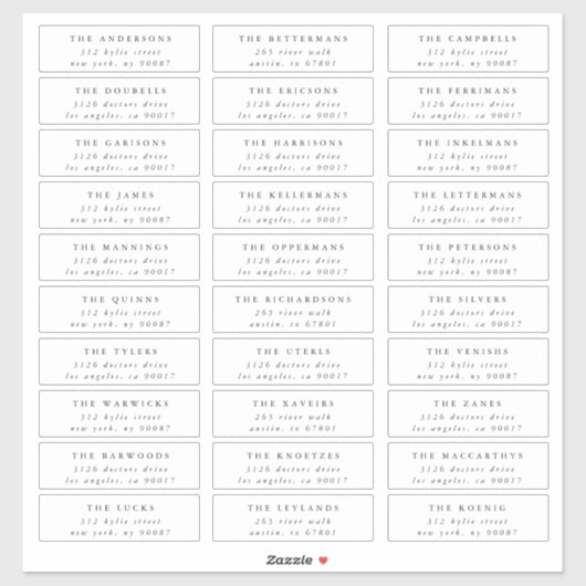 Klassiek individueel zwart wit gastadres sticker (Vel)