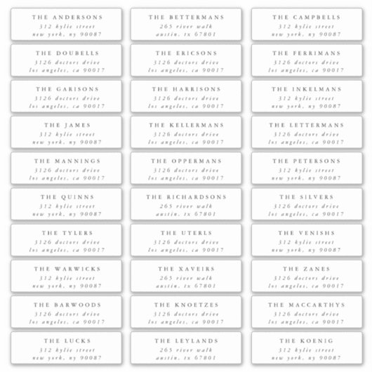 Klassiek individueel zwart wit gastadres sticker (Voorkant)