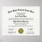 Klassiek ingelijste middelbare schooldiploma poster (Voorkant)