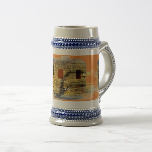 klassiek ingeweven houtcaravan bierpul (Voorkant rechts)