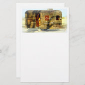  klassiek ingeweven houtcaravan briefpapier (Voorkant / Achterkant)
