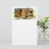  klassiek ingeweven houtcaravan briefpapier (Staand voorkant)