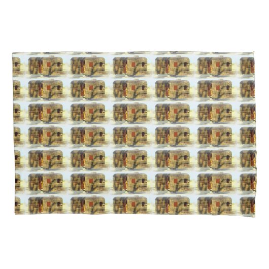 klassiek ingeweven houtcaravan kussensloop (Voorkant)