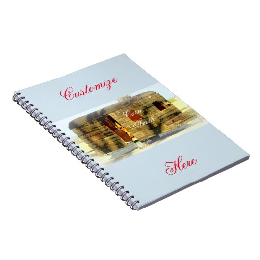  klassiek ingeweven houtcaravan notitieboek (Rechterzijde)