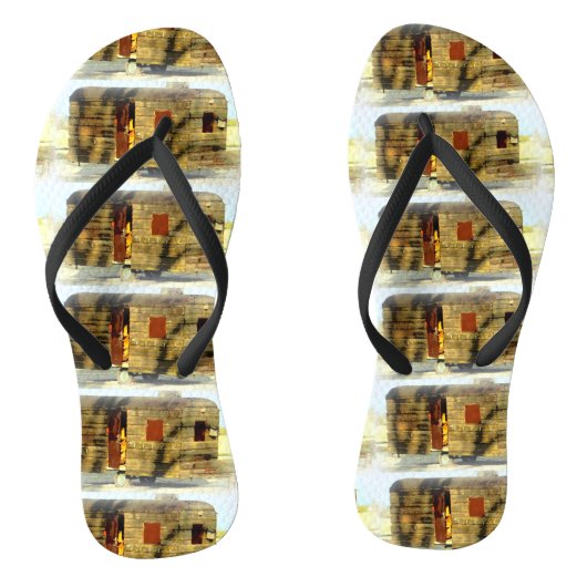  klassiek ingeweven houtcaravan teenslippers (Voetbed)