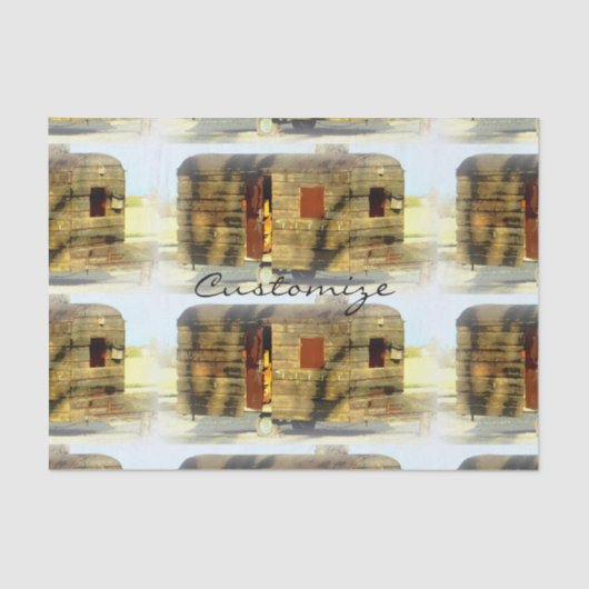  klassiek ingeweven houtcaravan tissuepapier (Voorkant)