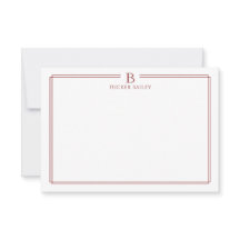 Klassiek Initieel Monogram Rode Rand Briefpapier