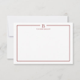 Klassiek Initieel Monogram Rode Rand Briefpapier Notitiekaartje