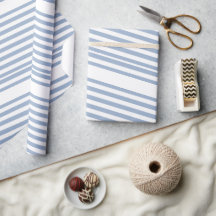 Klassiek inpakpapier blauw & wit gestreept