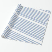 Klassiek inpakpapier blauw & wit gestreept (Uitgerold)