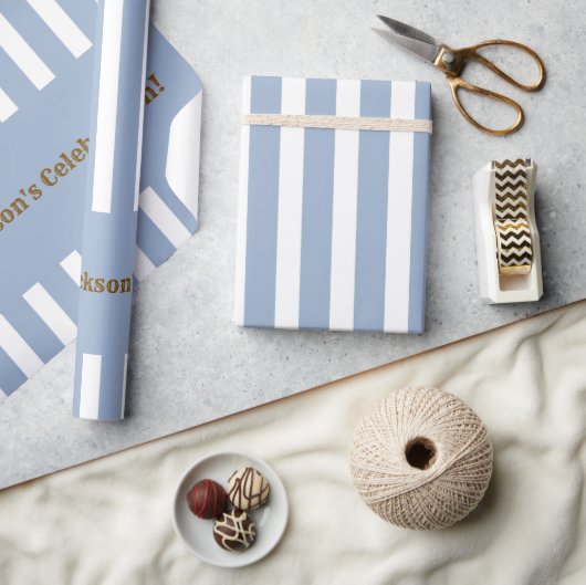 Klassiek inpakpapier blauw & wit gestreept (Crafts)