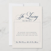 Klassiek ivoor blauw script In liefdevolle herinne Kaart (Voorkant)