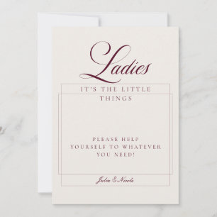 Klassiek Ivoor Bourgondië Dames Badkamer Mand Sign Kaart