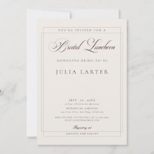 Klassiek Ivoor Bruin Calligrafie Bruiloft Luncheon Kaart