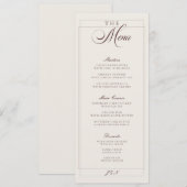 Klassiek Ivoor Bruin Calligrafie Trouw Menu (Voorkant / Achterkant)