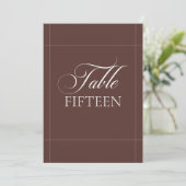 Klassiek Ivoor Choco Bruin Calligrafie Tafelnummer (Staand voorkant)