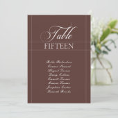 Klassiek Ivoor Choco Bruin Calligrafie Tafelnummer (Staand voorkant)