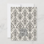 Klassiek Ivoor Damast Rococo Patroon Trouw QR RSVP Kaartje (Achterkant)