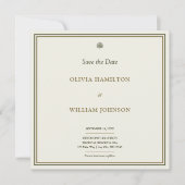 Klassiek Ivoor & Goud Monogram Vierkant Save The D Date (Voorkant)