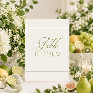 Klassiek Ivoor Groen Calligrafie Tafel Nummer Bord Kaart