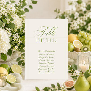Klassiek Ivoor Groen Calligrafie Tafel Nummer Bord Kaart