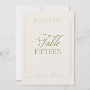 Klassiek Ivoor Groen Calligrafie Tafelnummer
