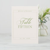 Klassiek Ivoor Groen Calligrafie Tafelnummer (Staand voorkant)