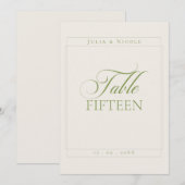 Klassiek Ivoor Groen Calligrafie Tafelnummer (Voorkant / Achterkant)
